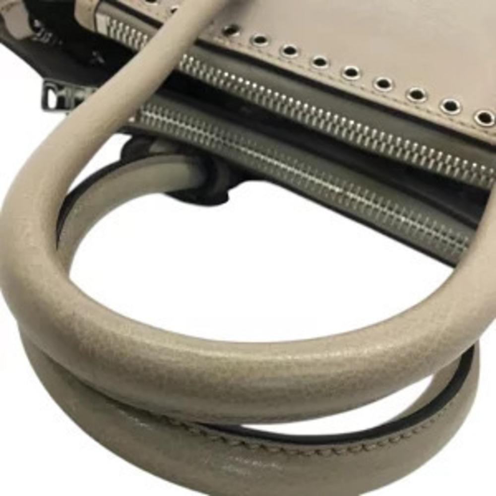 Prada 2way Shoulder Bag Studs Leather Sand Beige Cream